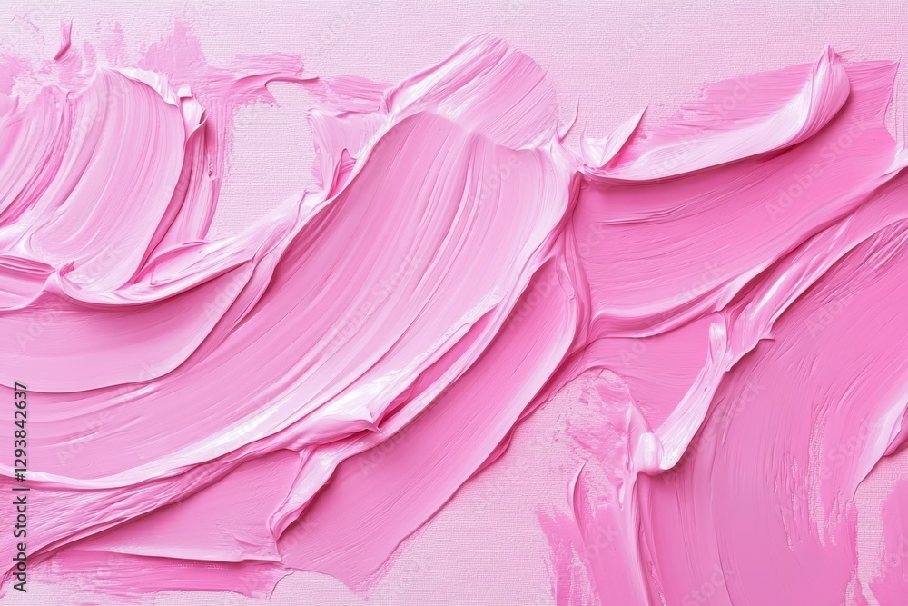 Poster a close-up of textured pink paint, showcasing smooth swirls and layers, creating a soft and artistic