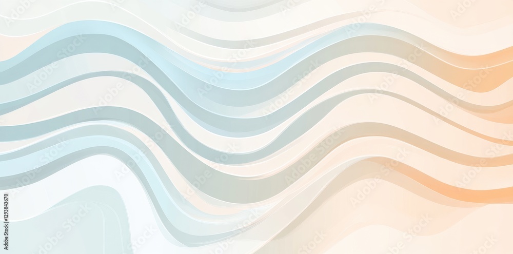 Poster a serene abstract design featuring soft, flowing waves in pastel hues of blue and orange, creating a