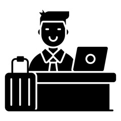 A flat design icon of hotel reception