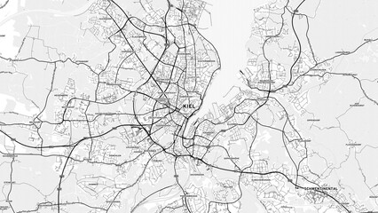 Minimalist Kiel Street Map with Labels and Neighborhoods