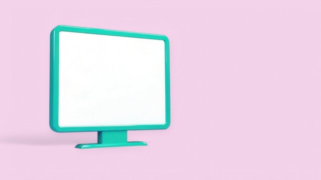 online tutoring 3D Minimalist computer monitor on a pink background, showcasing a blank screen.