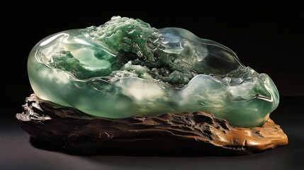 Jade landscape decorative piece with artistic conception