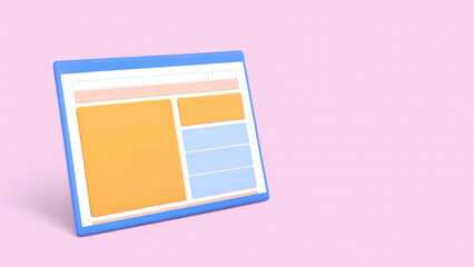 Fototapeta premium online tutoring 3D Digital device with colorful interface on a pastel background.