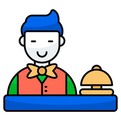 Waiter character, editable vector