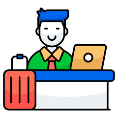 A flat design icon of hotel reception