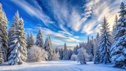 Fototapeta premium A serene winter forest with snow-covered trees