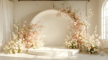 Floral empty showcase pedestal product display