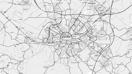 Minimalist Aachen Street Map with Labels and Neighborhoods