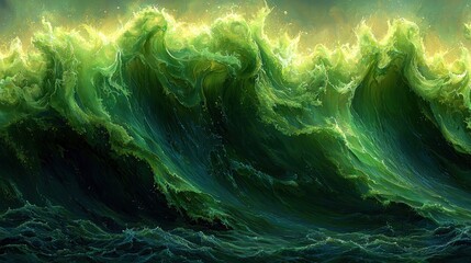 A backdrop of vibrant green and electric blue, reminiscent of the depths of an ocean teeming with life, offering a sleek and contemporary aesthetic. 