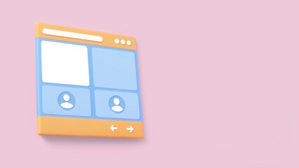 online tutoring 3D Colorful web interface mockup with profile icons on a pink background.