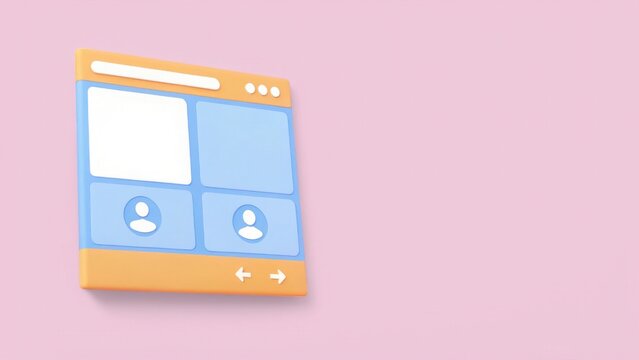 online tutoring 3D Colorful web interface mockup with profile icons on a pink background.