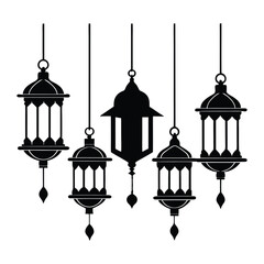 set of lamps vector illustration