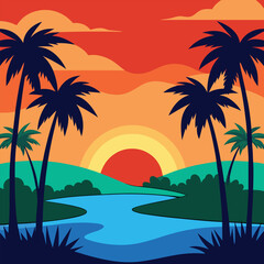palm trees at sunset