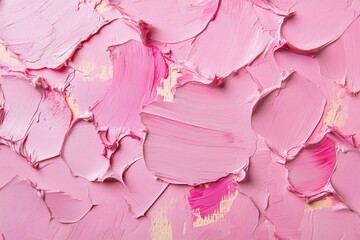 Obraz premium A textured surface featuring various shades of pink paint, creating a visually appealing abstract pattern.
