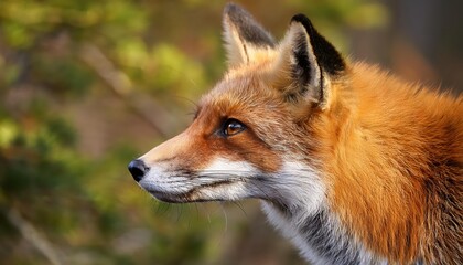 Striking Closeup of a Vibrant Red Fox in the Wilderness, with Fur Flecked Gold and Amber Tones, Capturing the Powerful Grace and Intensity of Natures Most Elusive Creatures.
