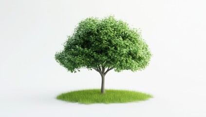 Green tree on grassy island