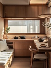 An inviting interior of a minimalist and modern kitchen space