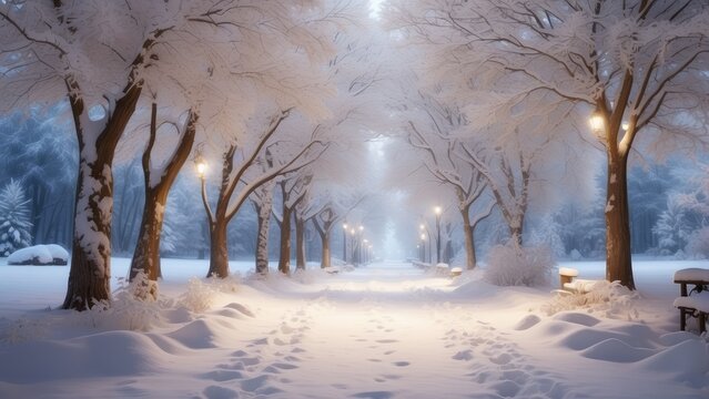 2. "A Beautiful Snowy Forest with Lights" by Boadicea