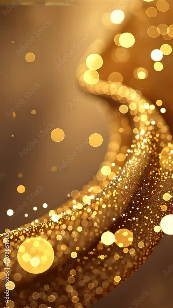 Poster A gold colored background with a line of gold glitter. The glitter is in the shape of a triangle