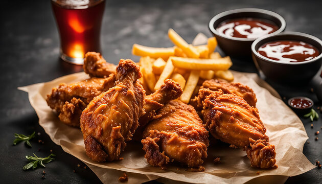 Crispy Fried Chicken with French Fries