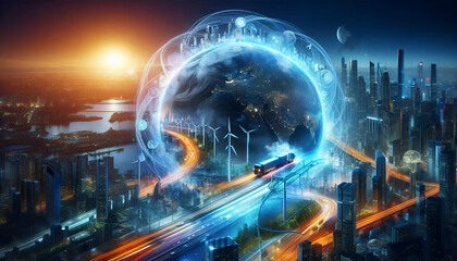Fototapeta premium A futuristic globe, symbolizing energy and technology advancements.