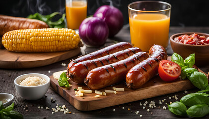 Grilled Sausages with Side Dishes