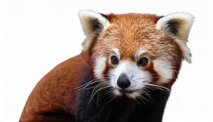 Isolated Red Panda on Transparent Background Adorable and Playful Wildlife Portrait in Vibrant Reds with Enchanting Whiskers against a Serene White Backdrop, Perfect for Digital Art or Home