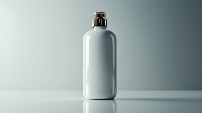 A Simple White Bottle with Golden Cap Sitting Silently