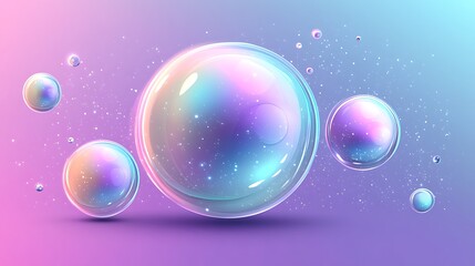 Iridescent Bubbles Floating in a Pastel Space