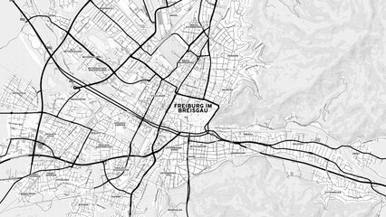 Minimalist Freiburg im Breisgau Street Map with Labels and Neighborhoods