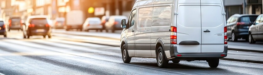City street van traffic day