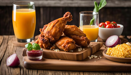 Fried Chicken with Side Dishes