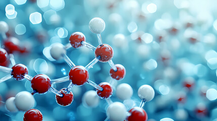 Red and White Molecular Structure in Blue