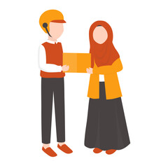 Courier Man Delivers the Package to Customer. Package Delivery Order Illustration