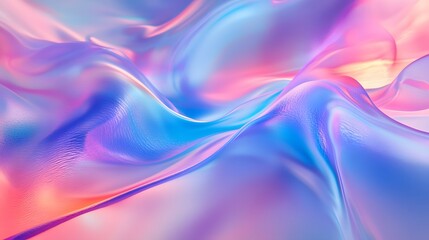 Fototapeta premium A vibrant holographic abstract background with a smooth gradient of iridescent colors, including shades of blue, pink, and purple, creating a futuristic and dreamy atmosphere 