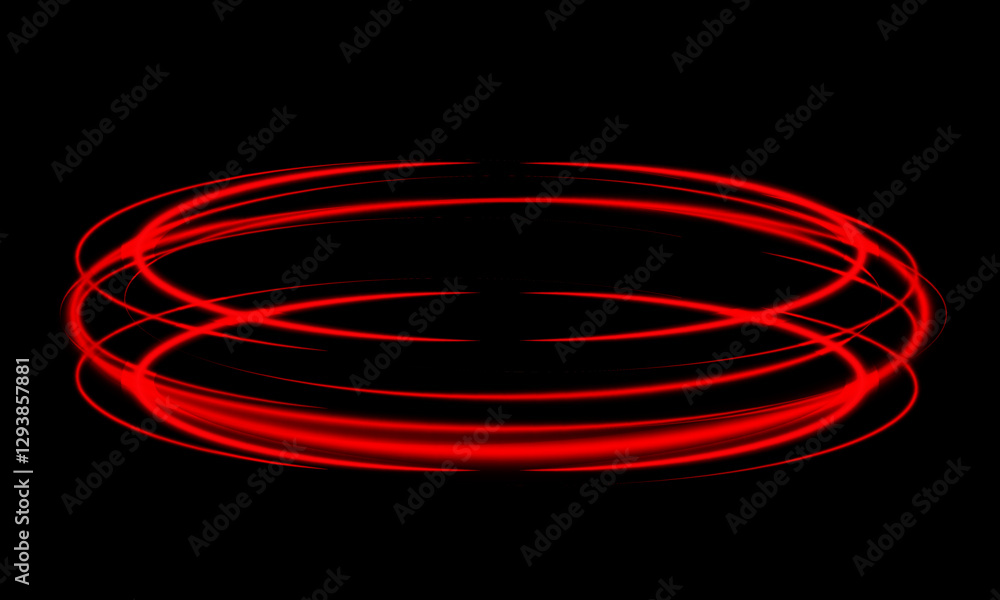 Aufkleber abstract red speed light lines neon ring glowing circle round movement on black background vector
