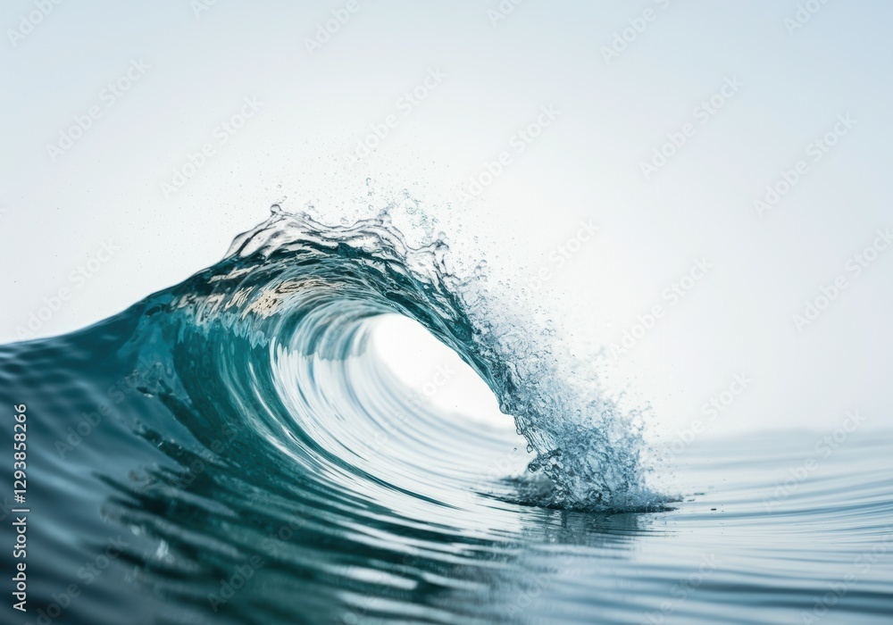 Aufkleber beautiful ocean wave curling with splashes against a serene backdrop