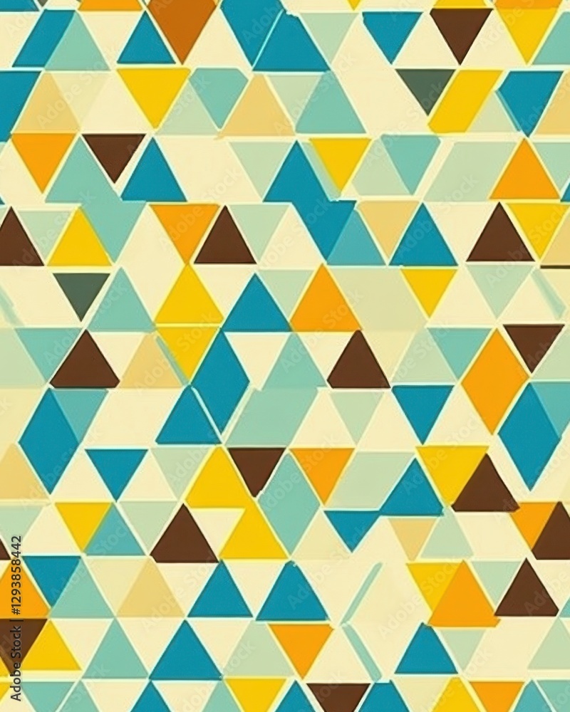 Poster geometric triangle pattern with retro color palette creating a vibrant and dynamic background suitab