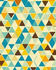 Geometric triangle pattern with retro color palette creating a vibrant and dynamic background suitable for design projects and creative presentations