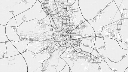 Minimalist Erfurt Street Map with Labels and Neighborhoods