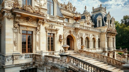 Ornate Architectural Details of an Elegant Historical Mansion