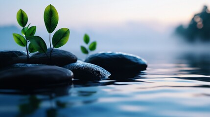 Serene Sunrise: New Life Emerging from Still Waters
