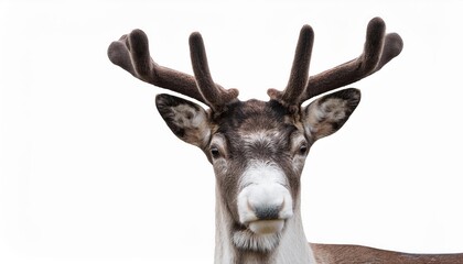 Naklejka premium Reindeer on a White Transparent Background Majestic Deer in Pure Whiteness, Capturing the Essence of Winters Grace and Serenity