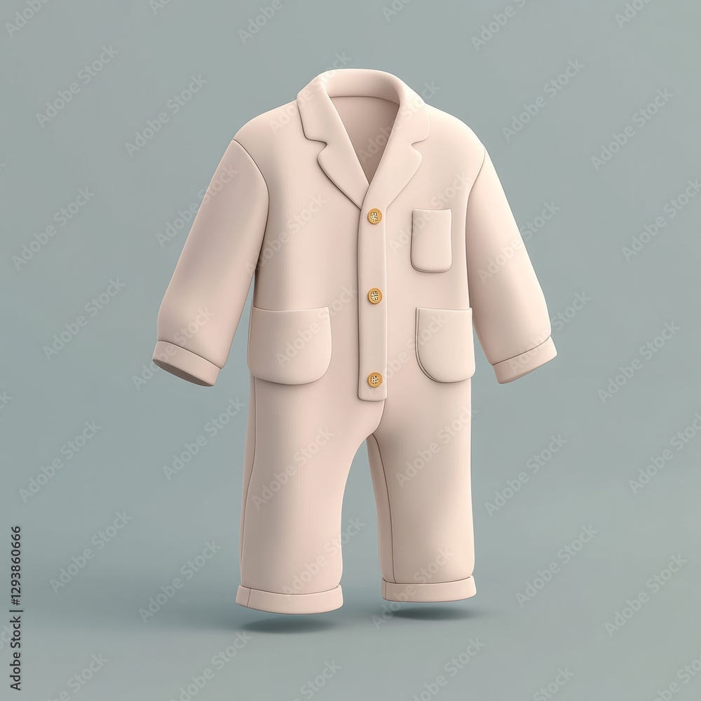 Poster minimal 3d pajama set icon with simple design isolated on background
