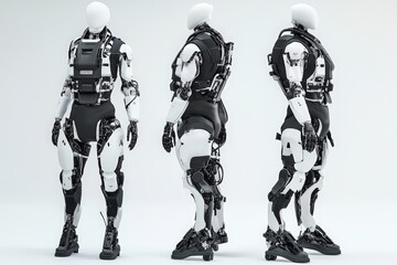 Obraz premium Detailed Blueprint Showcasing a Cutting-Edge Robotic Exoskeleton Design for Advanced Mobility and Strength Enhancement