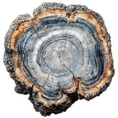 Tree Rings, Cross Section top view isolated on white. Wood cut