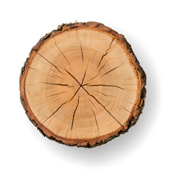 Fototapeta premium Tree Rings, Cross Section top view isolated on white. Wood cut