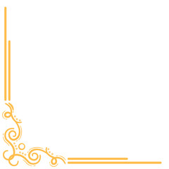 Golden Corner Border Ornament. Gold Certificate and Wedding Invitation Card Border