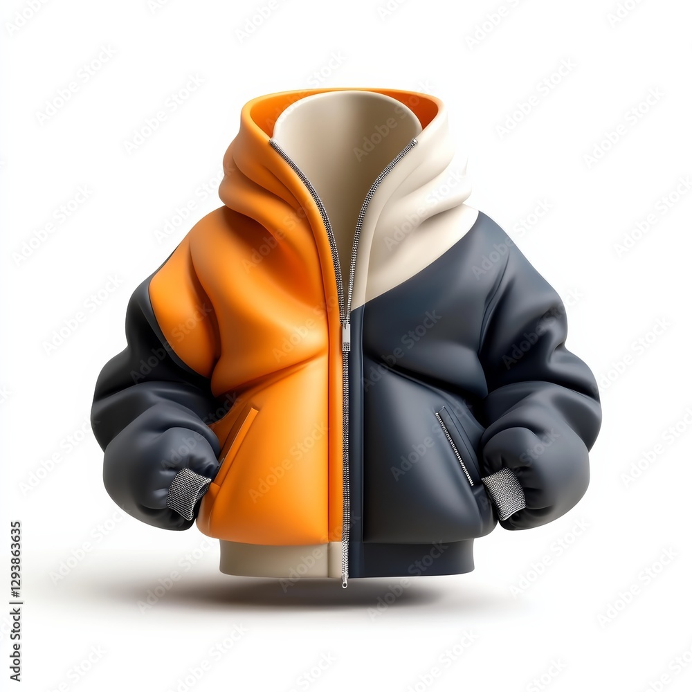Poster 3d icon of reversible jacket isolated with two distinct colors