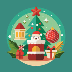 christmas card with santa claus